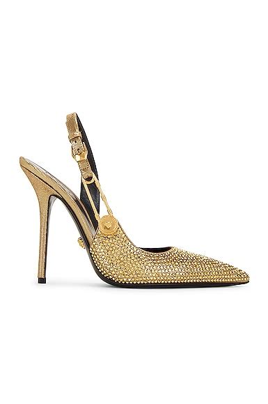 scarpe versace oro|Versace slingback shoes.